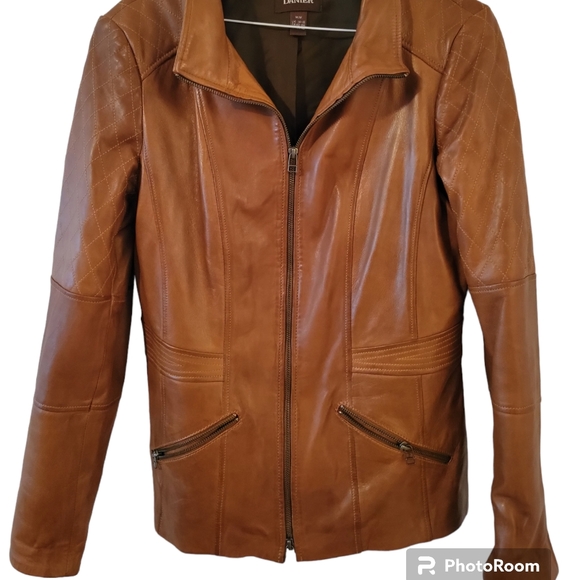 Danier Brown Leather Jacket In Size Medium - Picture 2 of 2